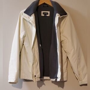 Lands End Women's Coat Fleece Lined Warm Cream and Gray